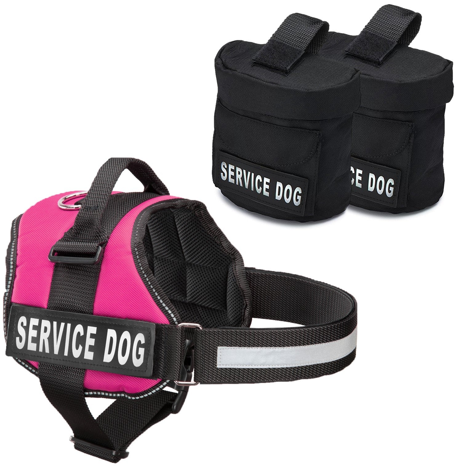Service Dog Harness w/ 2 Removable Saddle Bags PLUS 4 "SERVICE DOG" Ve – Industrial
